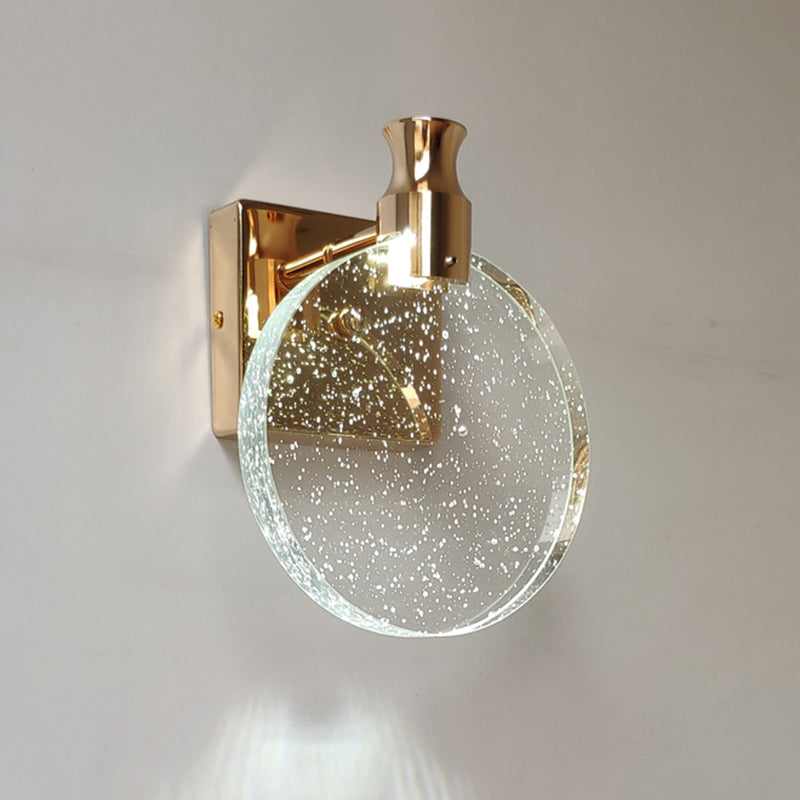 Round Vanity Lighting Modern Style Crystal 1 Light Vanity Wall Sconce