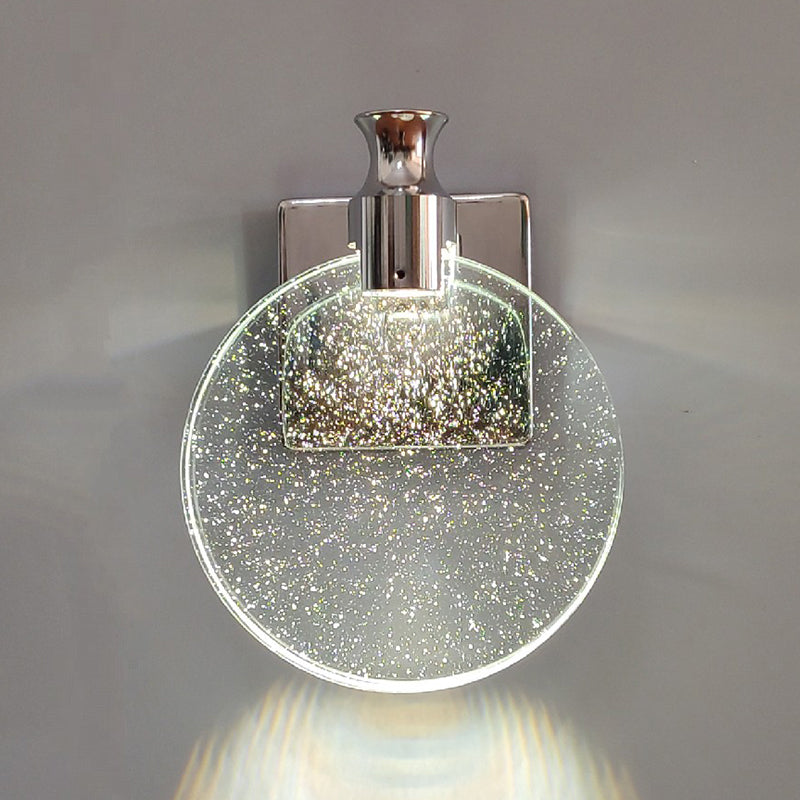Round Vanity Lighting Modern Style Crystal 1 Light Vanity Wall Sconce