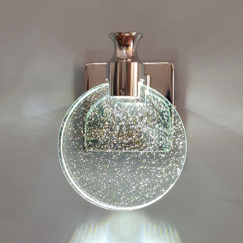 Round Vanity Lighting Modern Style Crystal 1 Light Vanity Wall Sconce