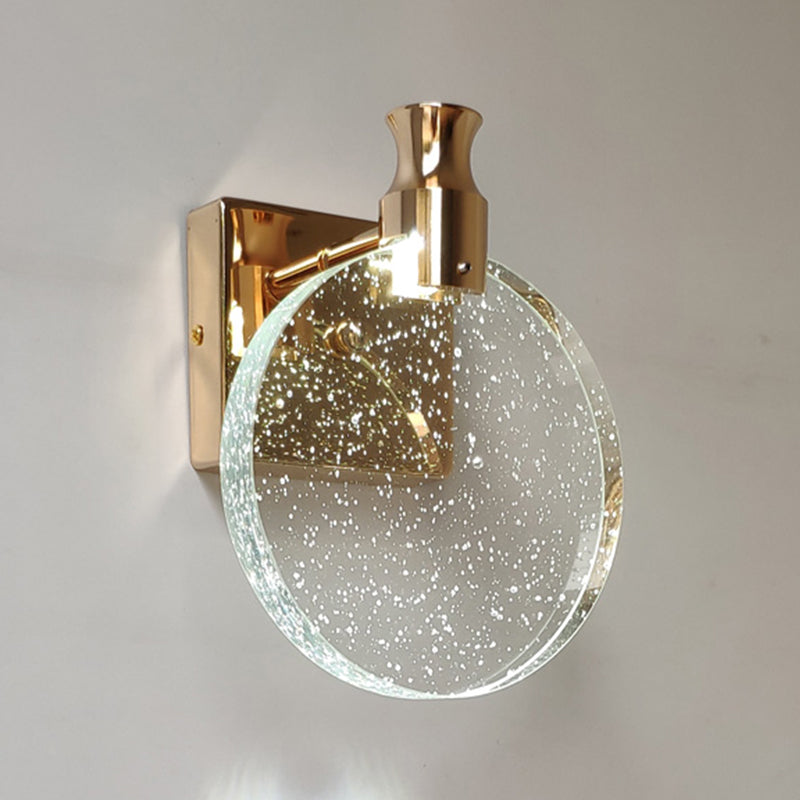 Round Vanity Lighting Modern Style Crystal 1 Light Vanity Wall Sconce