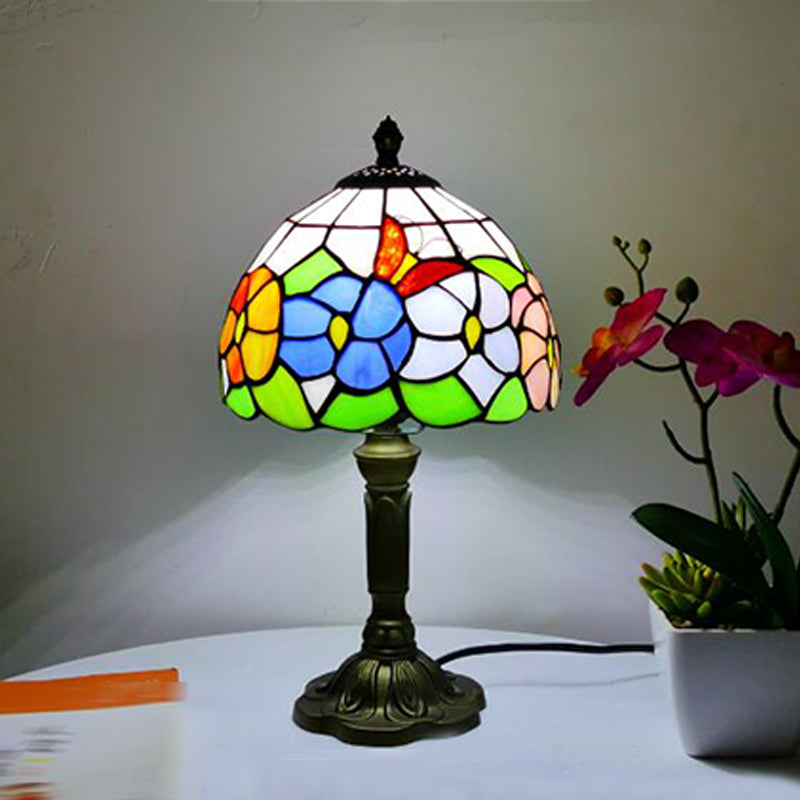 Tiffany Style Table Lamp 1-Light Desk Light with Glass Shade for Living Room