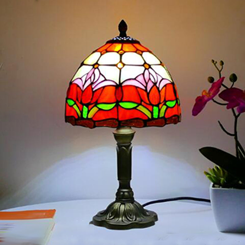 Tiffany Style Table Lamp 1-Light Desk Light with Glass Shade for Living Room