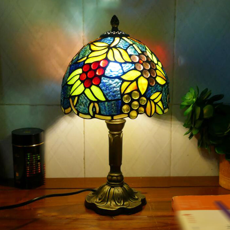 Tiffany Style Table Lamp 1-Light Desk Light with Glass Shade for Living Room
