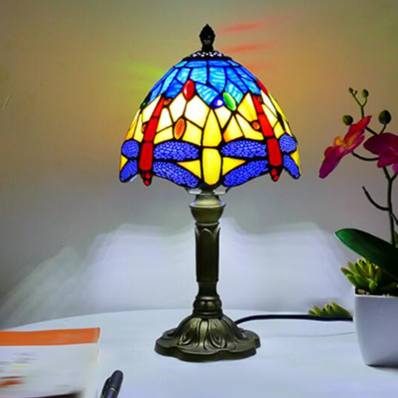 Tiffany Style Table Lamp 1-Light Desk Light with Glass Shade for Living Room