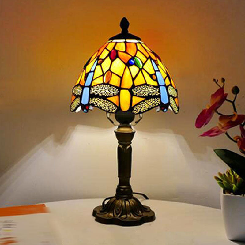 Tiffany Style Table Lamp 1-Light Desk Light with Glass Shade for Living Room
