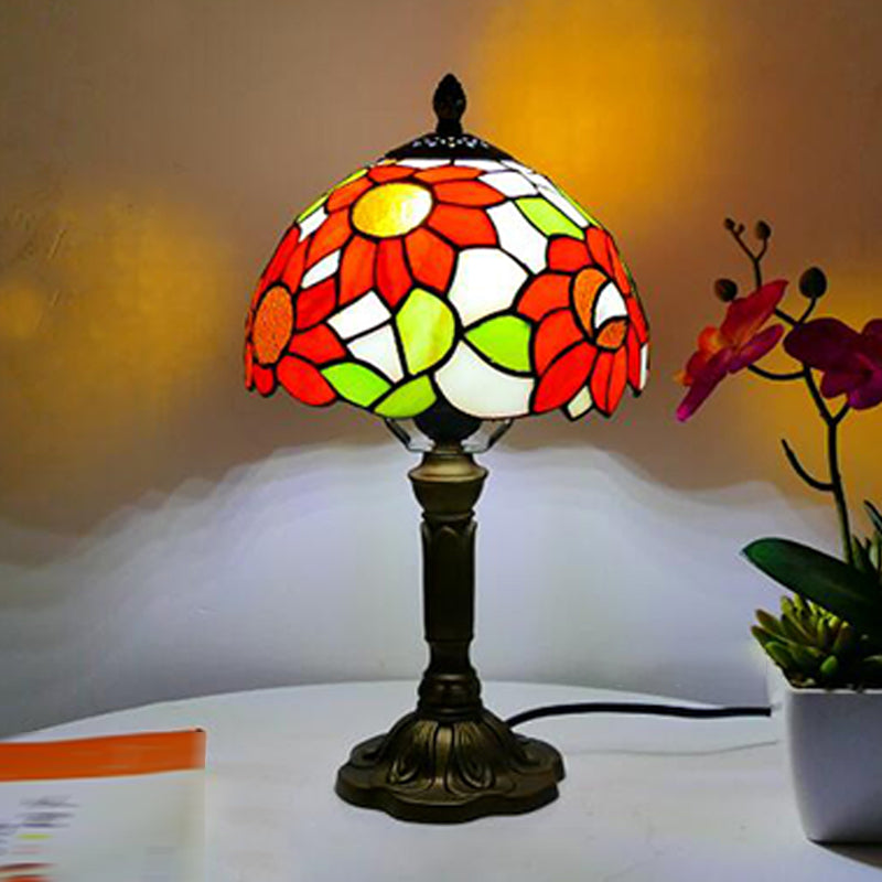 Tiffany Style Table Lamp 1-Light Desk Light with Glass Shade for Living Room