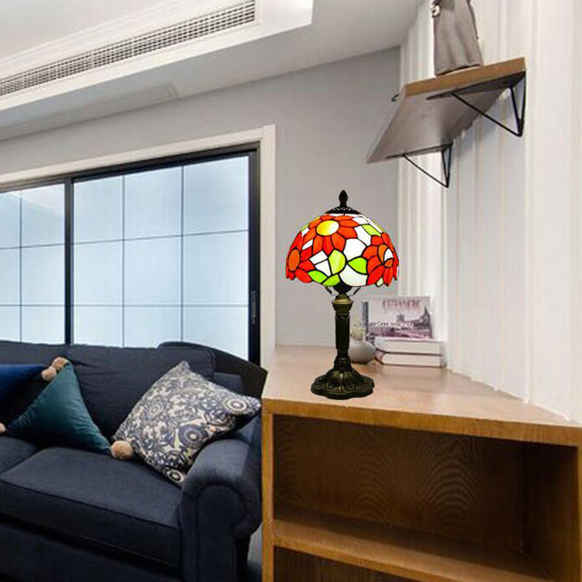 Tiffany Style Table Lamp 1-Light Desk Light with Glass Shade for Living Room