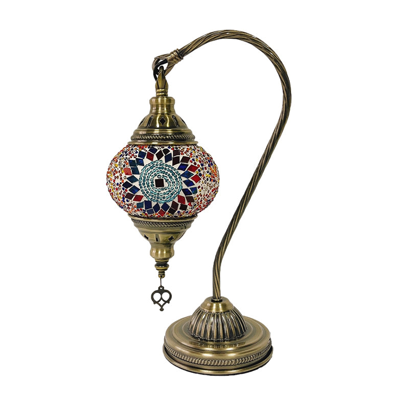 Turkish Style Glass Table Lamp Vintage Moroccan Desk Lamp Fixture for Bedside