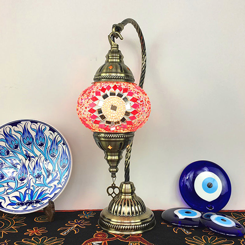 Turkish Style Glass Table Lamp Vintage Moroccan Desk Lamp Fixture for Bedside