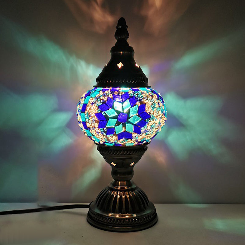 Vintage Moroccan Desk Lamp Turkish Style Glass Table Lamp Fixture for Bedroom