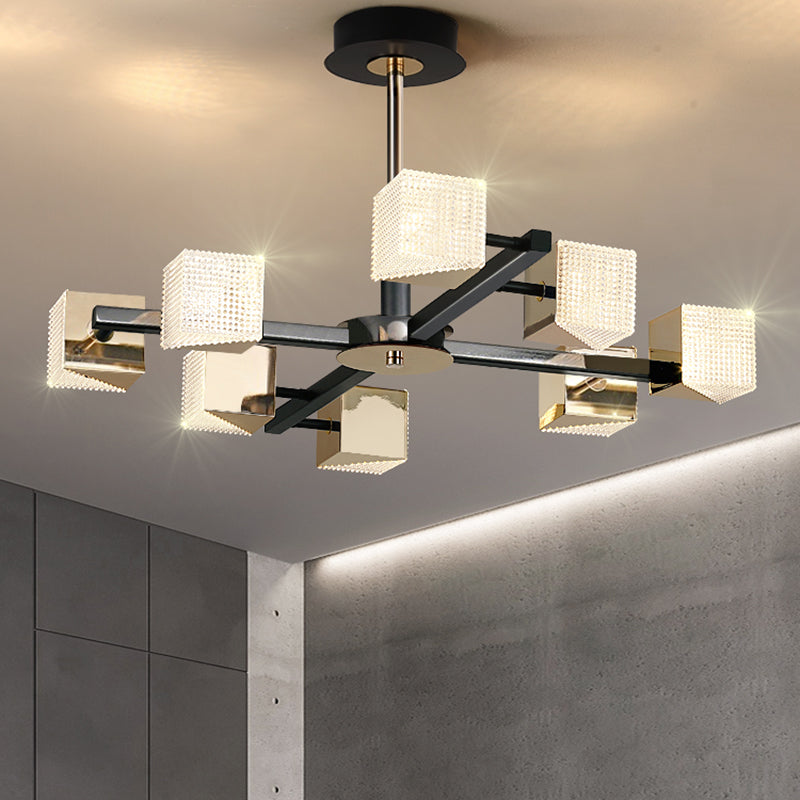 Modern Cube Chandelier Metal Black Multi Light Chandelier Pendant for Dining Room