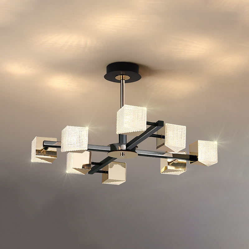 Modern Cube Chandelier Metal Black Multi Light Chandelier Pendant for Dining Room