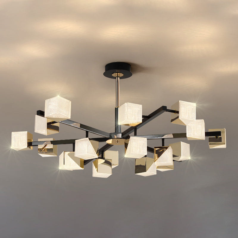 Modern Cube Chandelier Metal Black Multi Light Chandelier Pendant for Dining Room