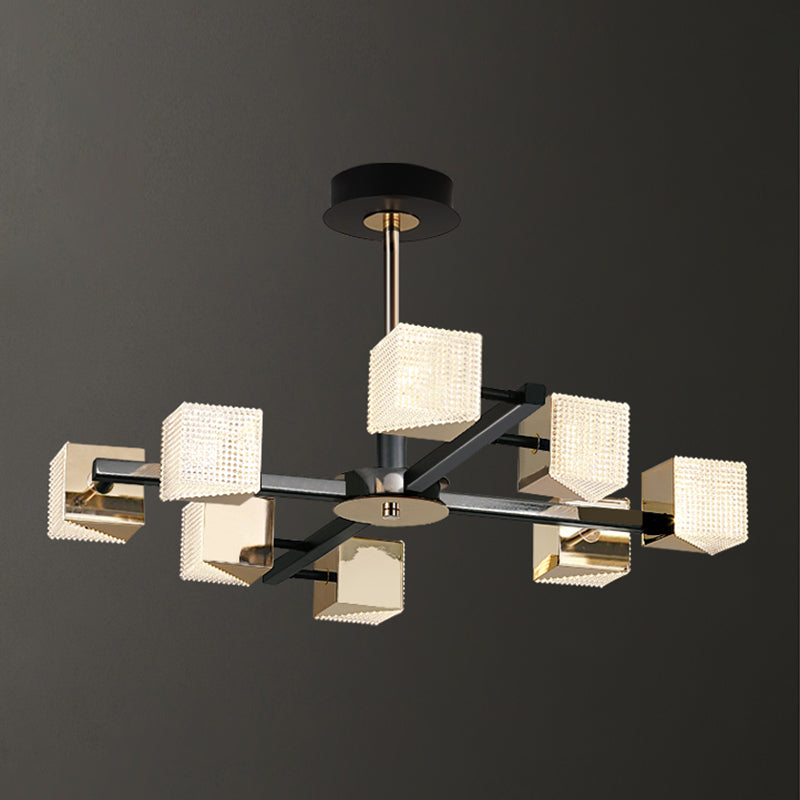 Modern Cube Chandelier Metal Black Multi Light Chandelier Pendant for Dining Room