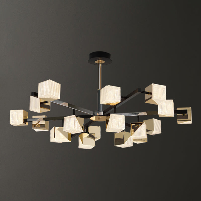 Modern Cube Chandelier Metal Black Multi Light Chandelier Pendant for Dining Room