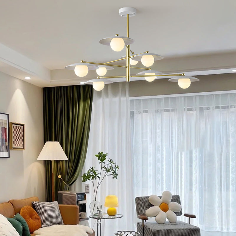 Modern Globe Chandelier White Glass Multi Light Chandelier Pendant for Dining Room