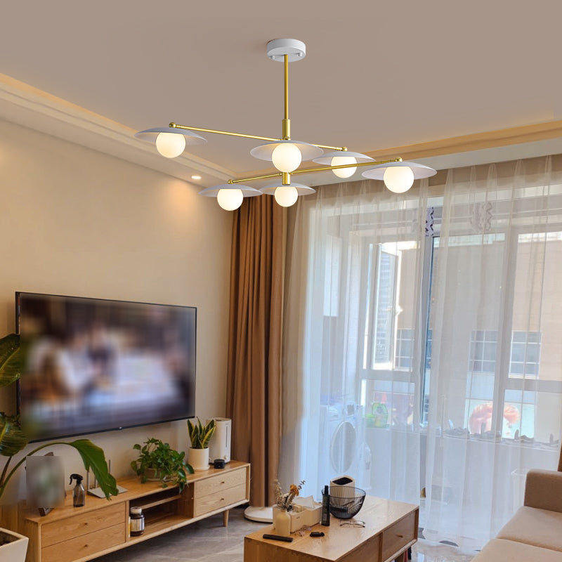 Modern Globe Chandelier White Glass Multi Light Chandelier Pendant for Dining Room