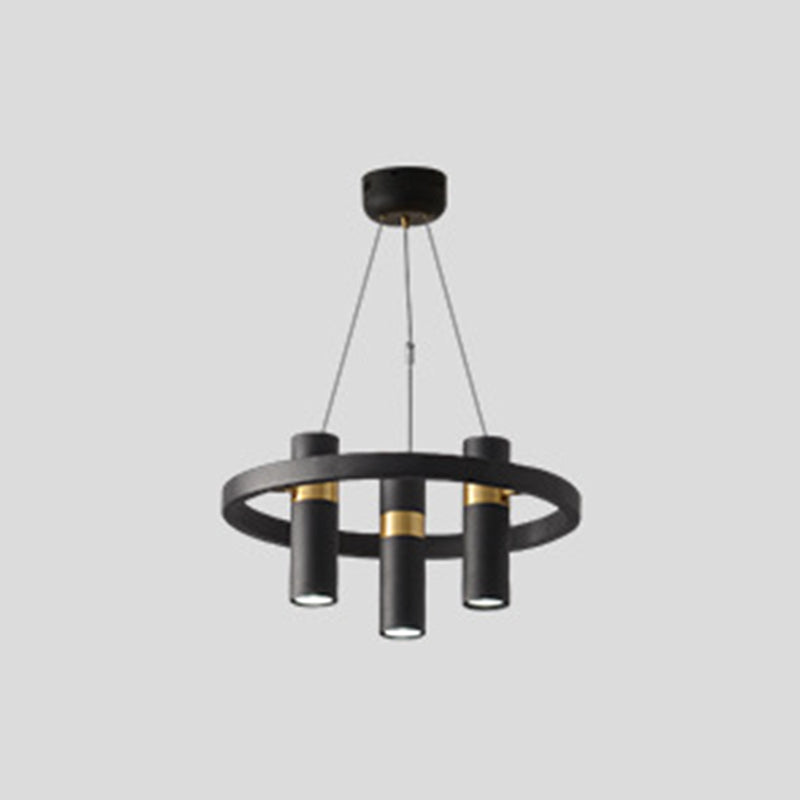 Modern Cylinder Chandelier Black Multi Light Chandelier Pendant for Dining Room