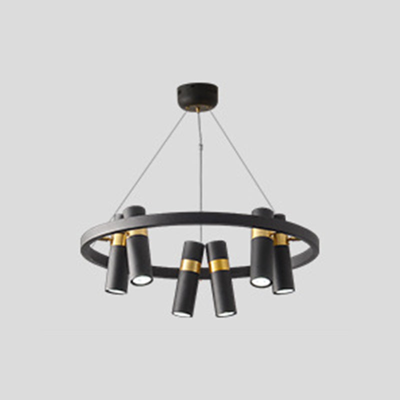 Modern Cylinder Chandelier Black Multi Light Chandelier Pendant for Dining Room