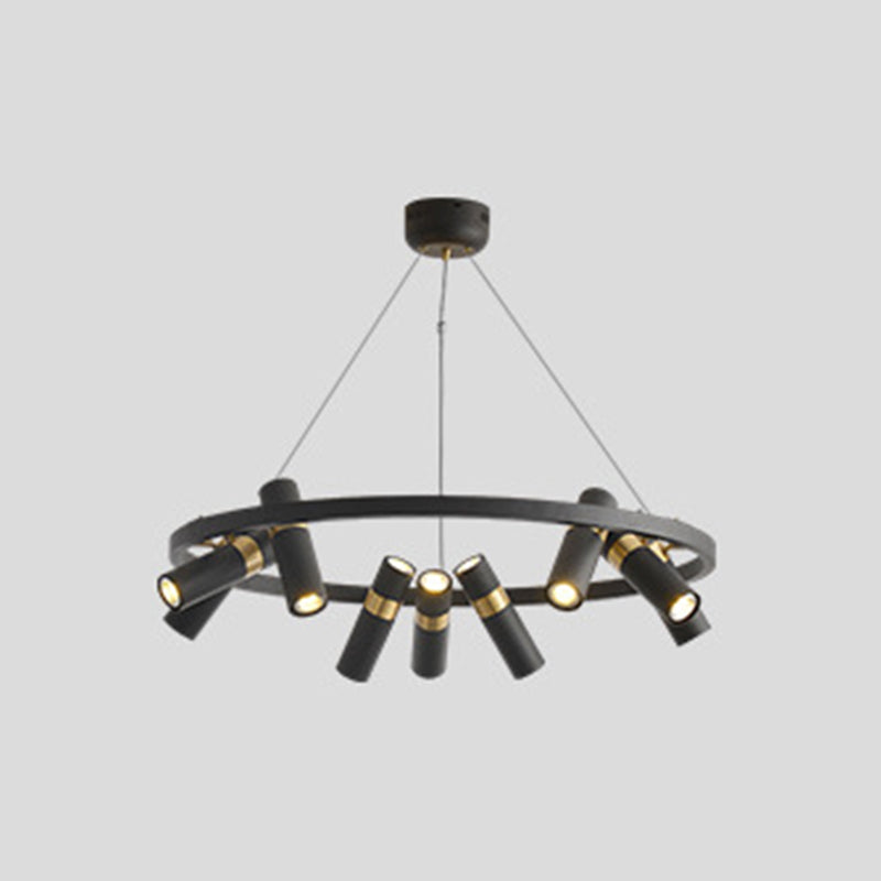 Modern Cylinder Chandelier Black Multi Light Chandelier Pendant for Dining Room