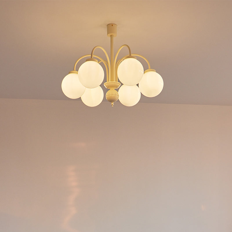 Spherical Shape Pendant Lights Modern Style Glass Chandelier Lights in White