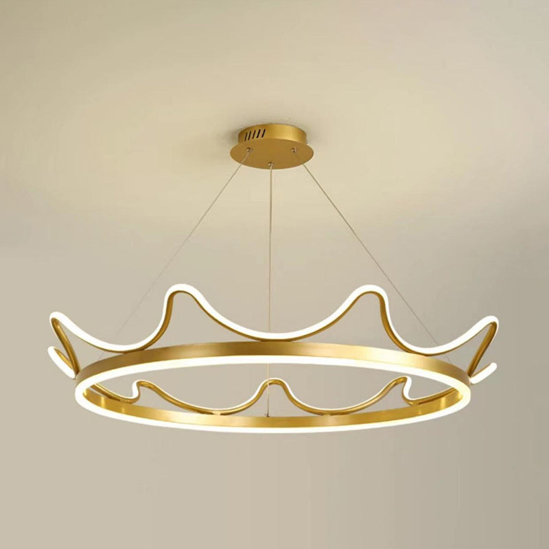 Modern Crown Chandelier Lights Metal 2 Light Chandelier Light Fixture in Gold
