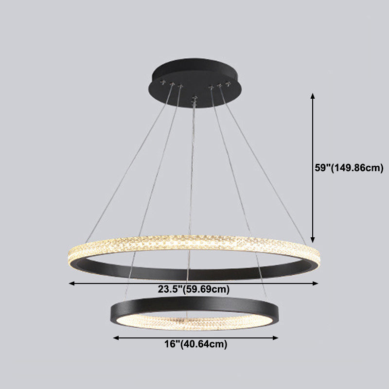 Simple Circle Chandelier Lamp Aluminium Modern Style Hanging Light for Bedroom