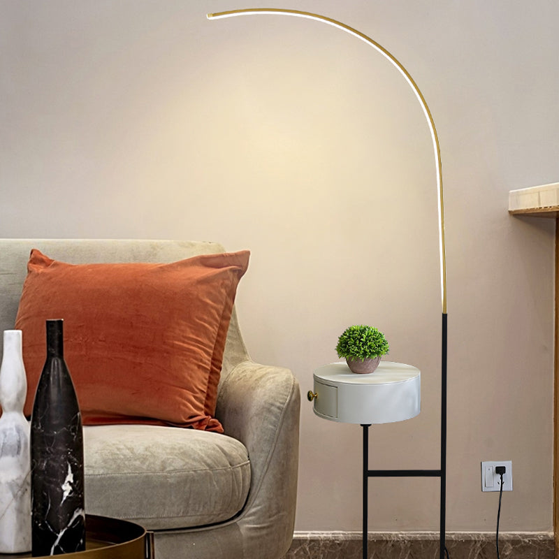 Modern Style Linear Shape Floor Lighting Metal 1 Light Floor Lamp for Living Room