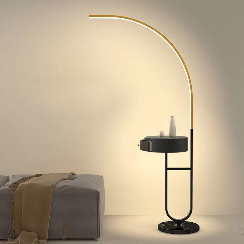 Modern Style Linear Shape Floor Lighting Metal 1 Light Floor Lamp for Living Room