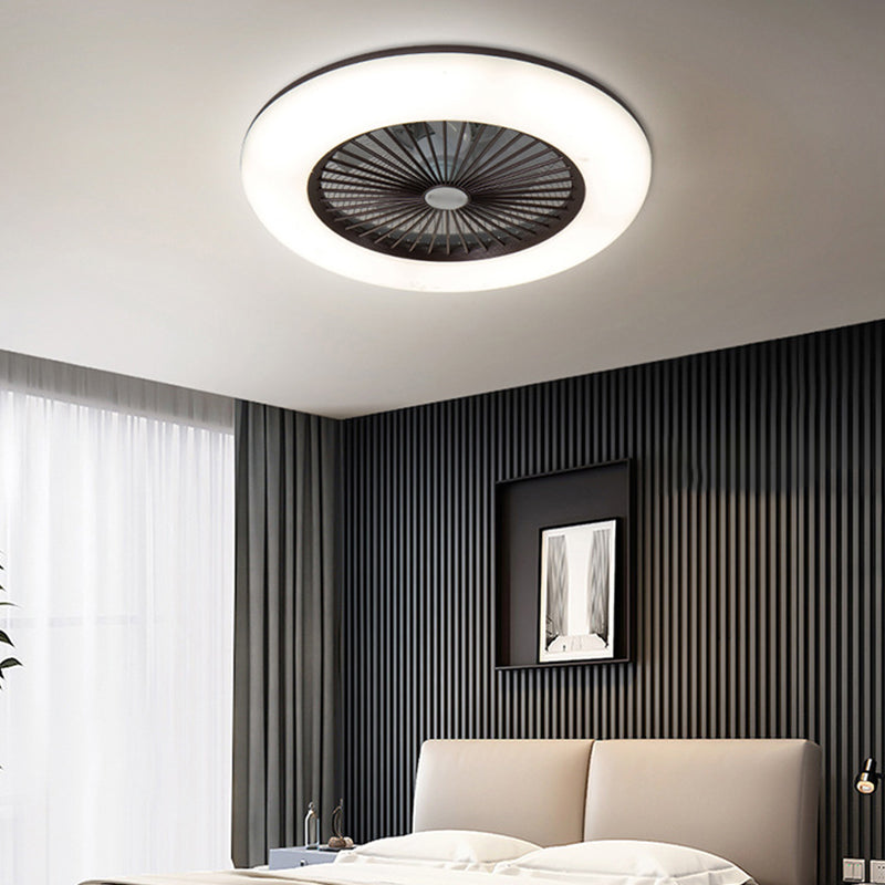 Metal Geometry Ceiling Fan Light Modern Style 1 Light LED Flush Light