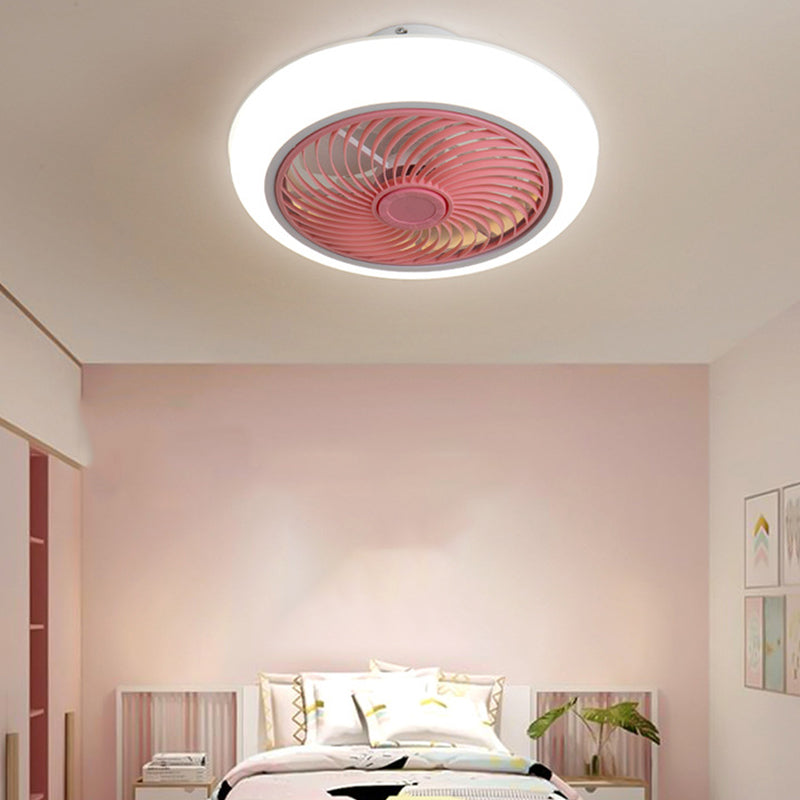 Metal Geometry Ceiling Fan Light Modern Style 1 Light LED Flush Light