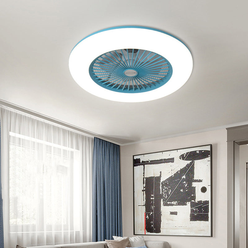 Metal Geometry Ceiling Fan Light Modern Style 1 Light LED Flush Light