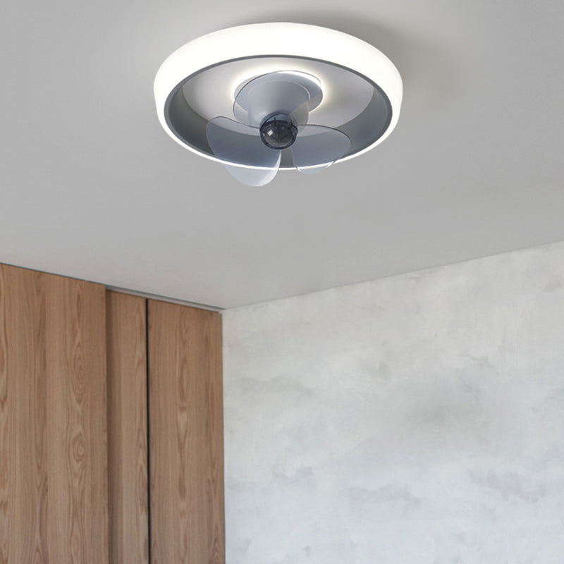 Modern Style Round Ceiling Fan Light Metal Single Light LED Flush Light