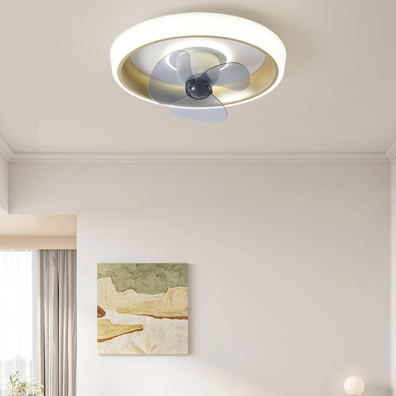 Modern Style Round Ceiling Fan Light Metal Single Light LED Flush Light
