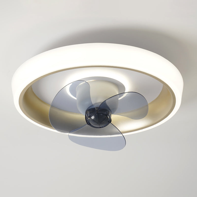 Modern Style Round Ceiling Fan Light Metal Single Light LED Flush Light