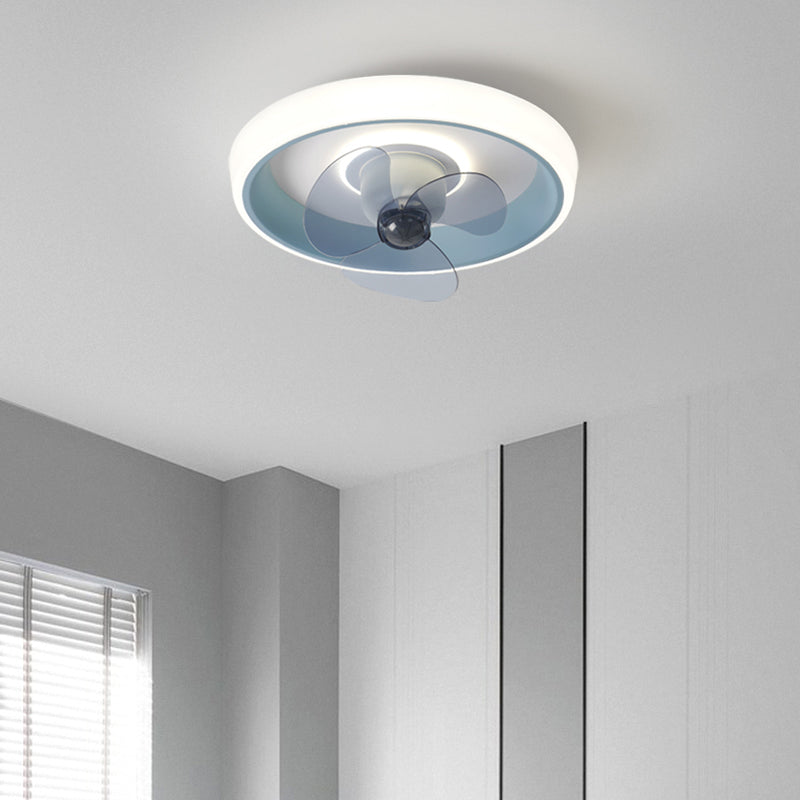 Modern Style Round Ceiling Fan Light Metal Single Light LED Flush Light