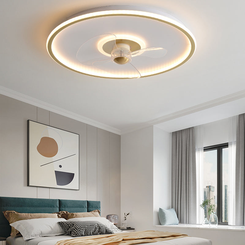 Nordic Round Fan Light Metal Colorful LED Flush Mount Light for Bedroom