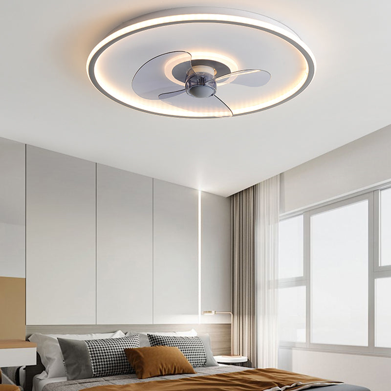 Nordic Round Fan Light Metal Colorful LED Flush Mount Light for Bedroom