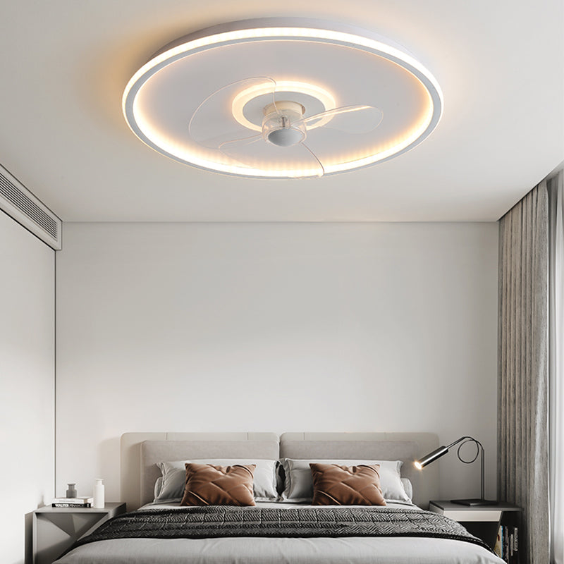 Nordic Round Fan Light Metal Colorful LED Flush Mount Light for Bedroom