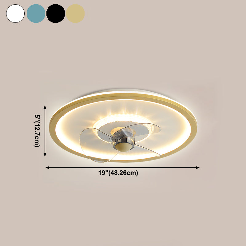 Nordic Round Fan Light Metal Colorful LED Flush Mount Light for Bedroom