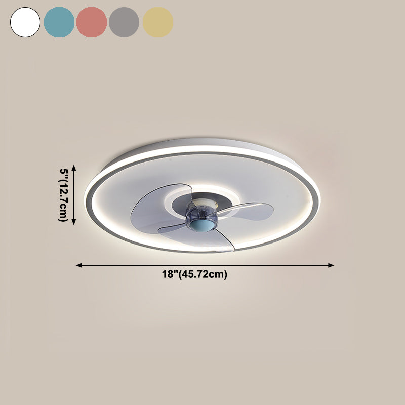 Nordic Round Fan Light Metal Colorful LED Flush Mount Light for Bedroom