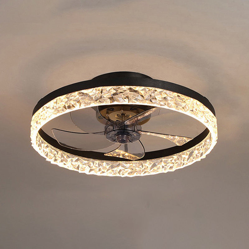 Modern Style Round Shape Fan Light Metal LED Flush Mount Light for Bedroom
