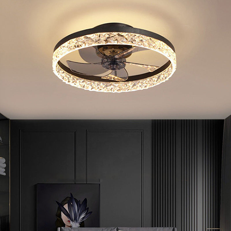 Modern Style Round Shape Fan Light Metal LED Flush Mount Light for Bedroom