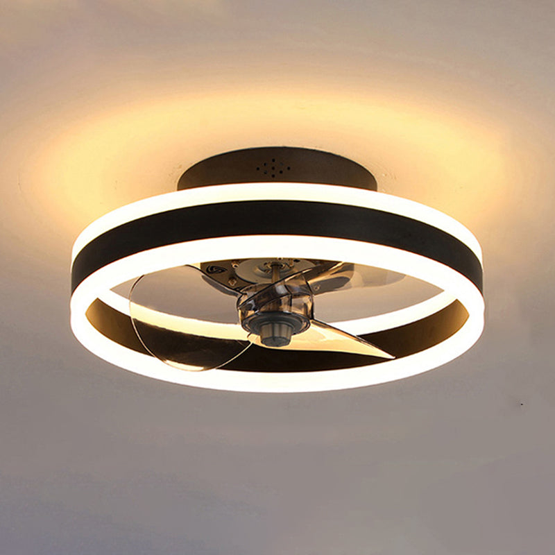 Modern Style Round Shape Fan Light Metal LED Flush Mount Light for Bedroom