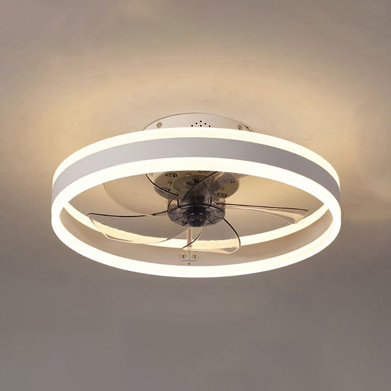 Modern Style Round Shape Fan Light Metal LED Flush Mount Light for Bedroom