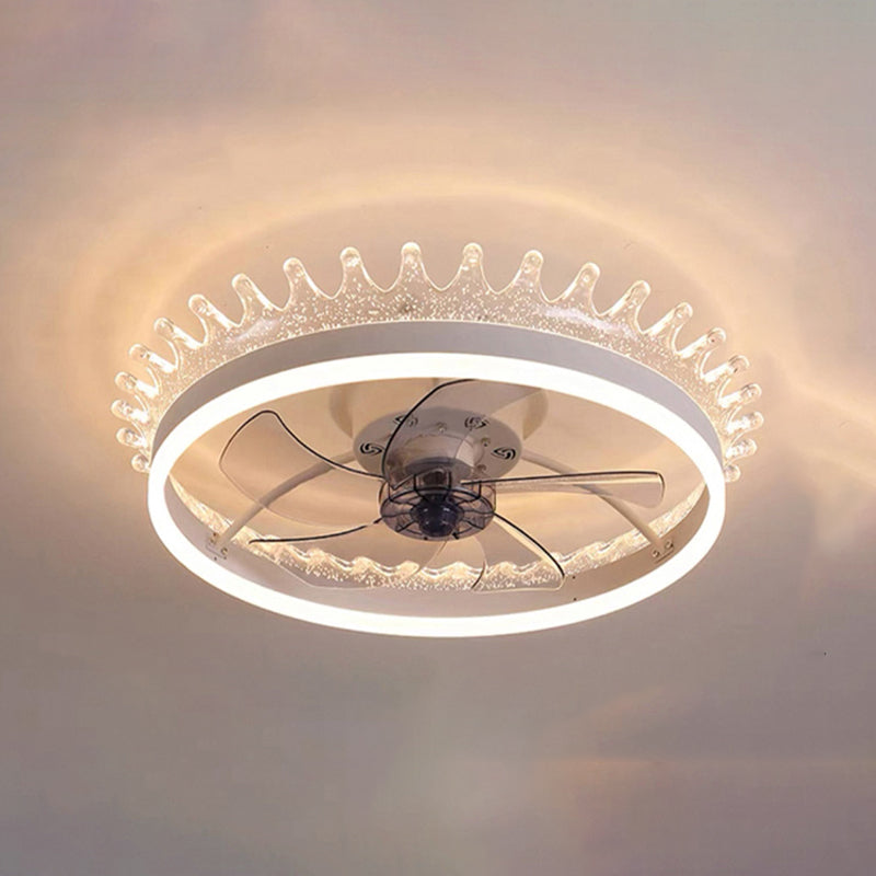 Modern Style Round Shape Fan Light Metal LED Flush Mount Light for Bedroom