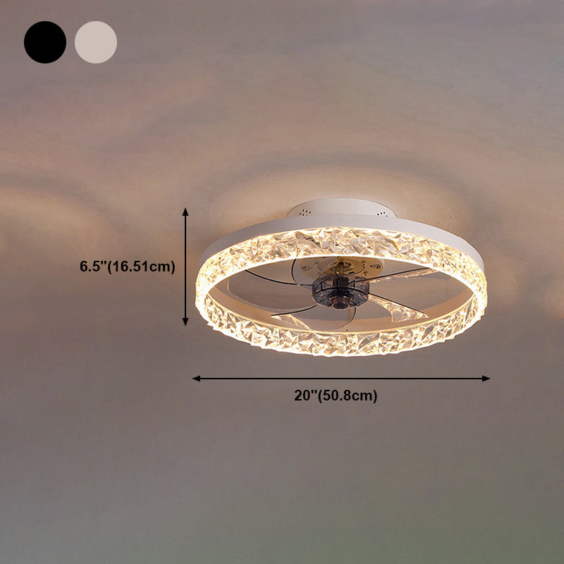 Modern Style Round Shape Fan Light Metal LED Flush Mount Light for Bedroom