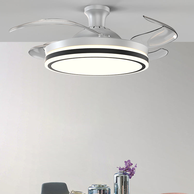 Modern LED Ceiling Fan Light Metal Stripes Semi Flush Mount LED Light