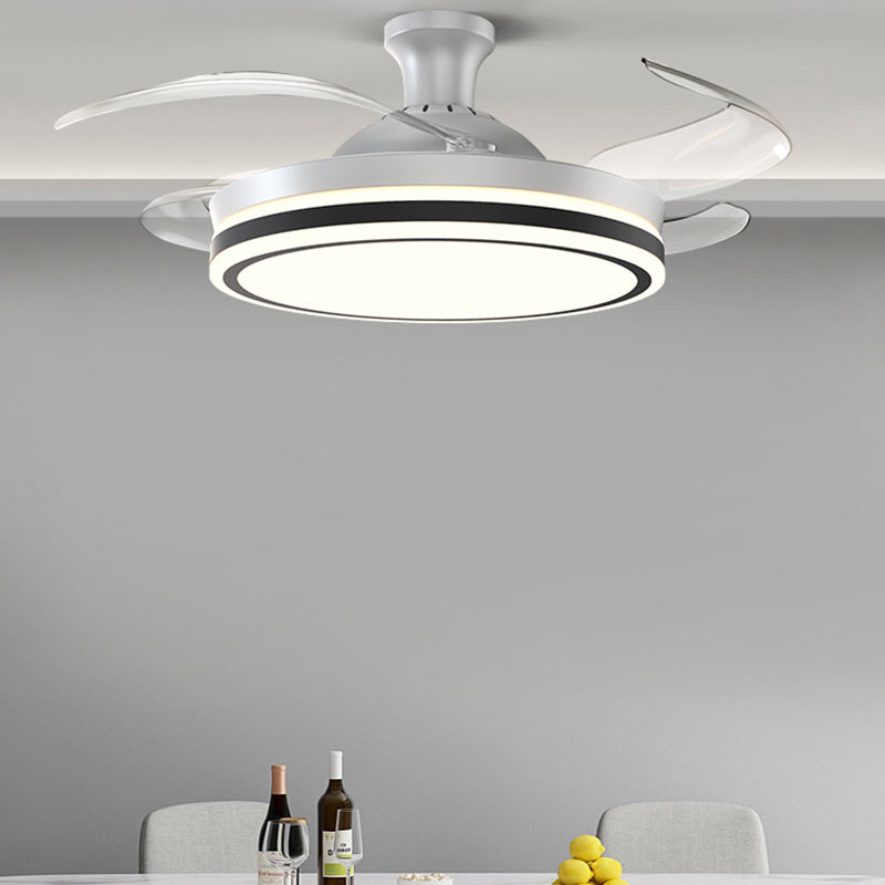 Modern LED Ceiling Fan Light Metal Stripes Semi Flush Mount LED Light