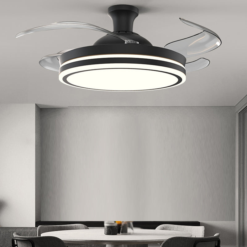 Modern LED Ceiling Fan Light Metal Stripes Semi Flush Mount LED Light